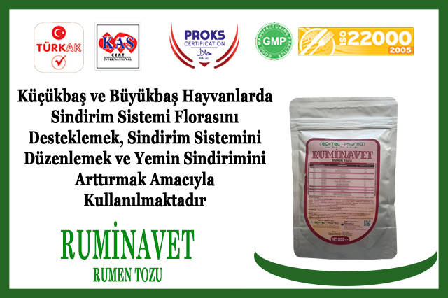 ruminavet sindirim sistemi florasını desteklemek ve düzenlemek amacıyla kullanılır